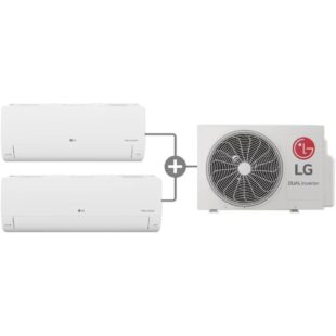 AIRE ACONDICIONADO LG TWINCOOL 2 EN 1 9.000 BTU + 12.000 BTU- COMPRESOR DUAL INVERTER – REFRIGERANTE R32 / 220V – AHORRO DE ENERGÍA ENFRIAMIENTO MÁS EFICIENTE – RESISTENTE A ALTOS VOLTAJES – GOLD FIN – SMART THINQ – LIMPIEZA AUTOMÁTICA – AUTO SWING SMART DIAGNOSIS – FILTRO ANTI-ALERGIAS – GARANTÍA 10 AÑOS EN EL COMPRESOR