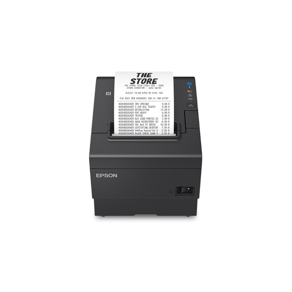 Impresora Epson Térmica de Recibos TM-T88VII-012; Puertos: USB+Ethernet+Serial, Autocortador, Ancho: 80mm/58mm, Velocidad: 500mm/s, Incluye fuente (4 años de Garantía)