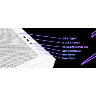 XPG STARKER AIR BTF, Blanco, soporta placas base con diseño de conector inverso, Torre Media ATX, 2.5” y 3.5” pulgadas x2, I/O: USB-C x1, USB-A x2, Audio HD x1, control LED x1, Reinicio x1, Poder x1, Ventilador ARGB: 4 x Ventiladores de 120mm (Frontal x3, Trasero x1), Ventilador: (Trasero x1), 2 Años de Garantía