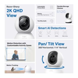 Cámara TPLINK de Vigilancia Wi-Fi de 360 Grados con Vista 2K 4MP y Detección IA Avanzada